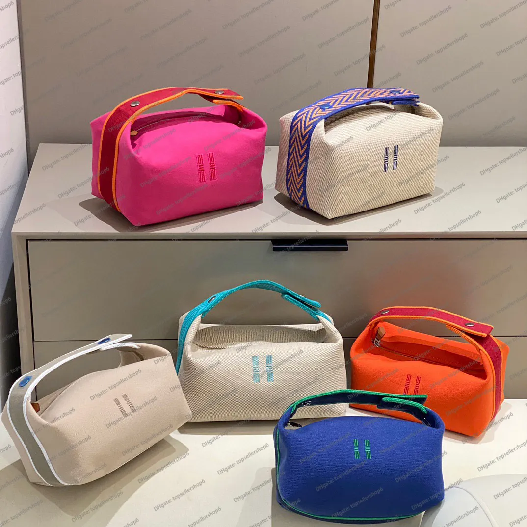 Handmade Canvas Lunch Bag Designer Women Shoulder Bag Evening Crossbody Purse with Orange Box Genuine Leather Soft Versatile