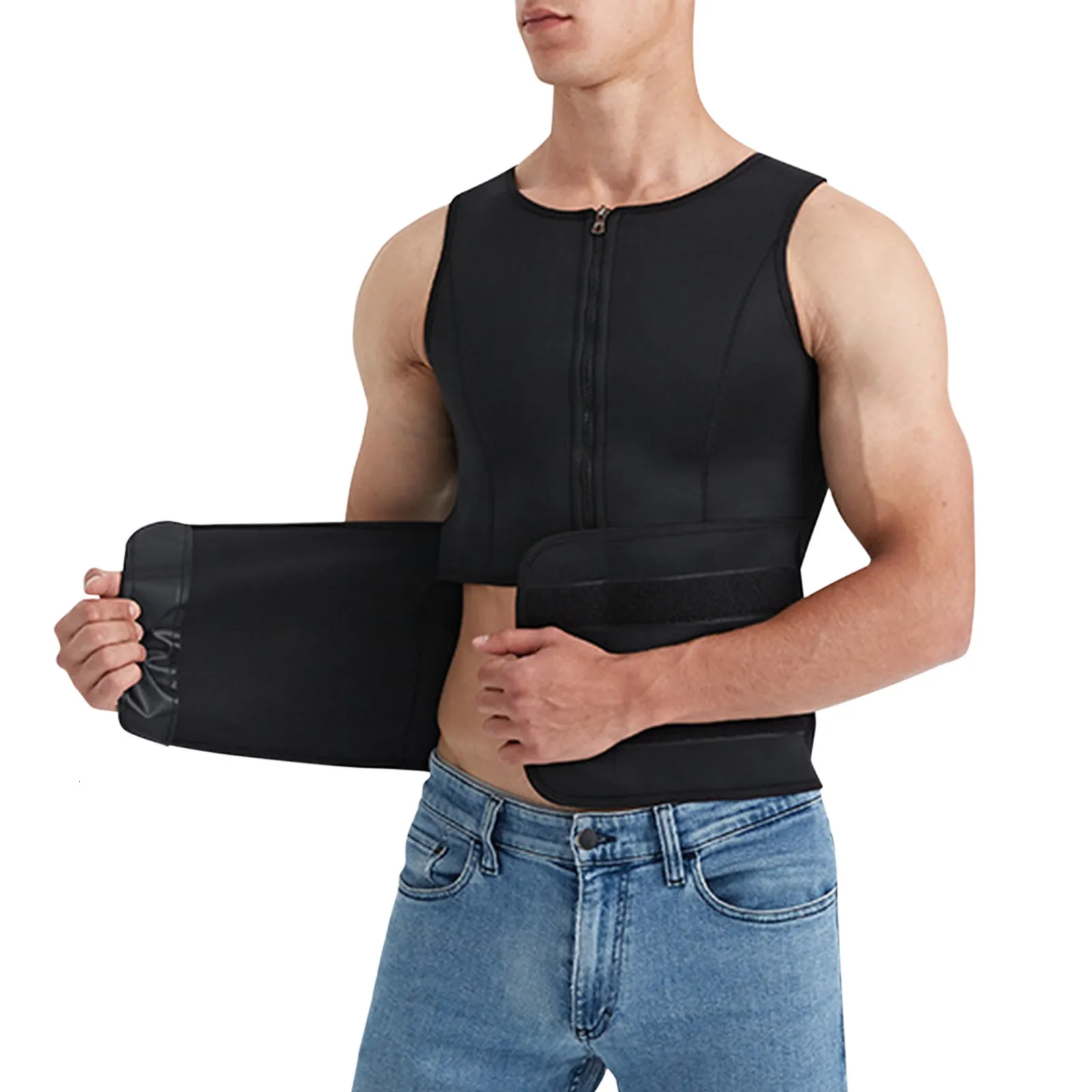 Mäns kroppsformar män midja tränare bastu väst fitness korsett buk bantning kropp skit magen reducerar formbränne fett skjorta trimmer bälte 230519