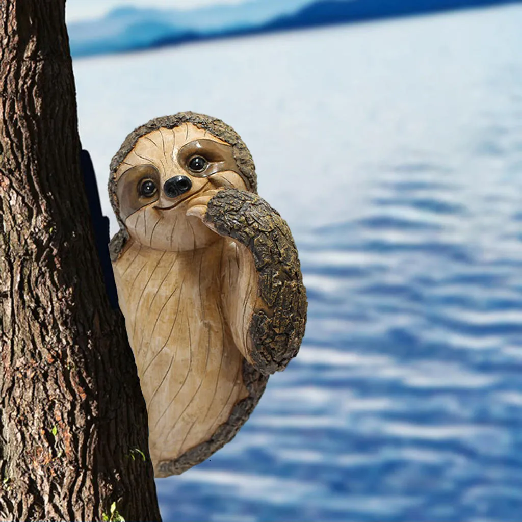 Outdoor Tree Sloth Figurine Hanging Sloth Statue Tree Hugger Sculpture Tree Sculpture for Outdoor Patio Yard Landscape D￩cor