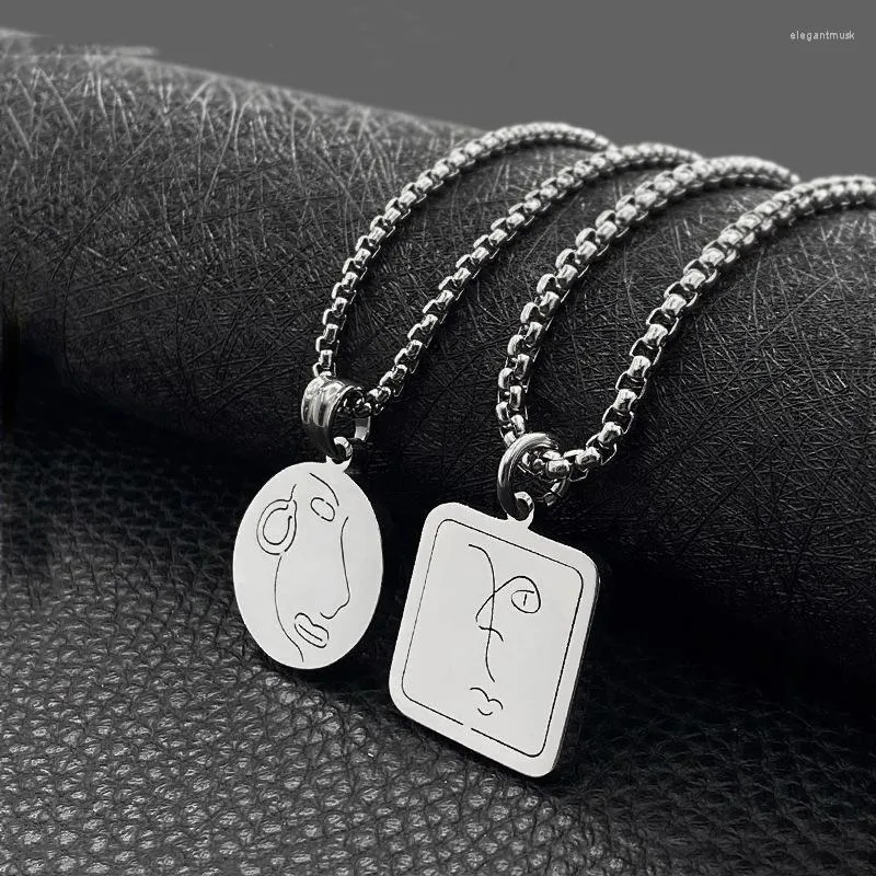 Anhänger Halsketten Mode Retro Text Runde Karte Quadrat Marke Halskette Männer und Frauen Titan Stahl