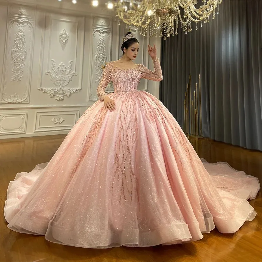 Luxury Ball Gown Pink Wedding Dresses Long Sleeves... From Lindaxu90, $444.84 | DHgate.Com Luxury Ball Gown Pink Wedding Dresses Long Sleeves... From Lindaxu90, $444.84 | DHgate.Com