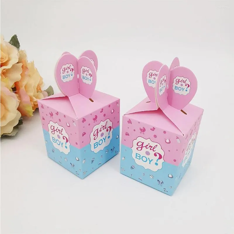 Emballage Cadeau 6 PCS Genre Révéler Garçon Ou Fille Boîte De Bonbons Emballage Baby Shower Baptême Fête GiftBox Pour Les Invités Enfants Anniversaire Décor Suppl