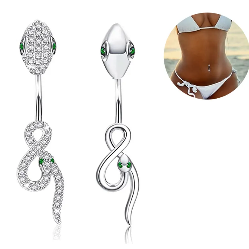 Ormnavelringar Kirurgisk stål Belly -knappringar Kropp Piercing Smyckesgåvor för män och kvinnor