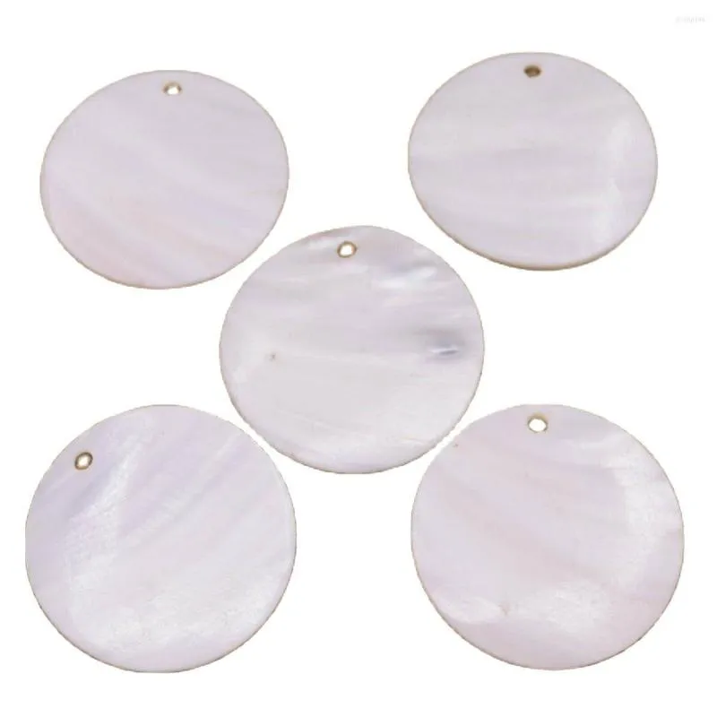 Pendentif Colliers 5PCS 60mm Disque Rond Naturel Blanc Nacre Shell Charms Artisanat