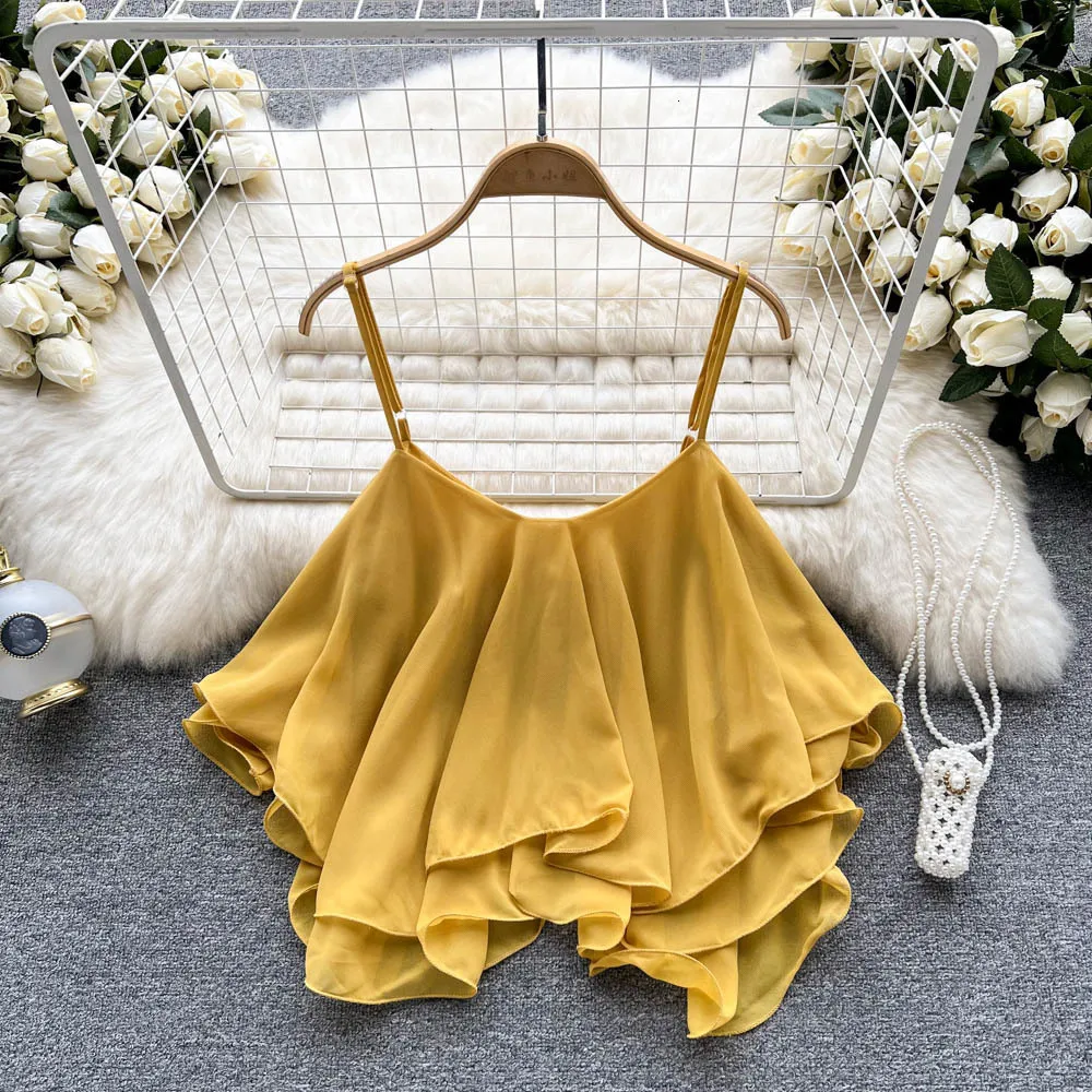 spaghetti strap ruffle top