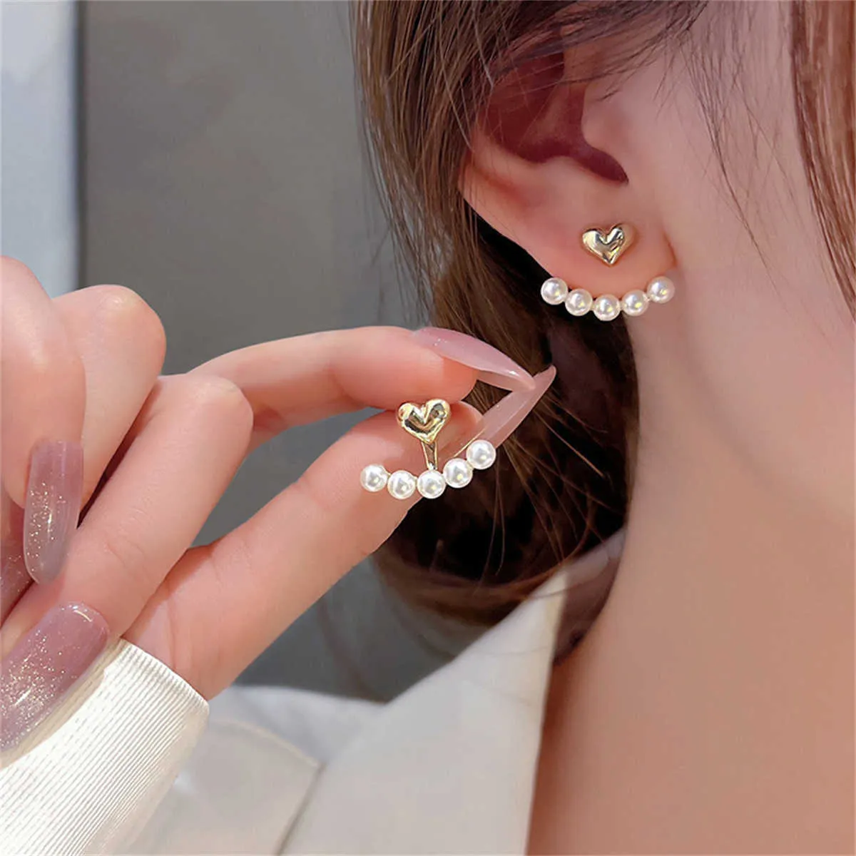 Charm Nieuwe trend Koreaanse stijl Heart Pearl -oorbellen Leuke bloemen Rhinestone stud oorbellen voor vrouwen mode sieraden verjaardagscadeaus AA230518