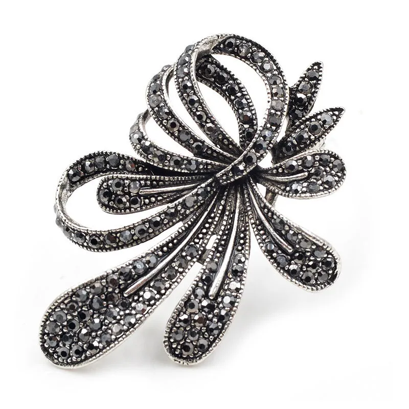 Cindy Xiang Rhinestone Black Flower Broches For Women Vintage Antique Pin Elegant Exquisite Broches Nieuwjaar Gift