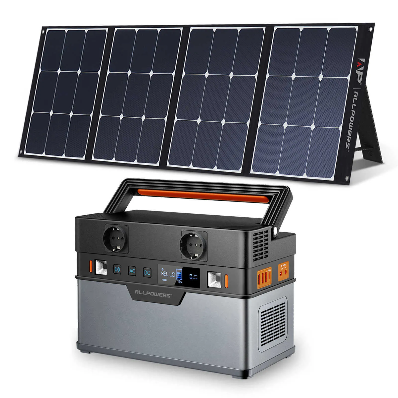 Allpowers 700W Portable Power Station 606Wh Emergency Power Supply med 18V 200W Monokristalline Foldble Portable Solar Panel