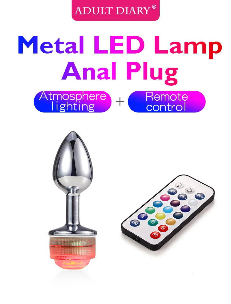 Adult Toys Wireless Remote Control Metal Luminous Anal Plug Prostate Massage Butt with LED Tail Sex Toy Produc_voghion.com
