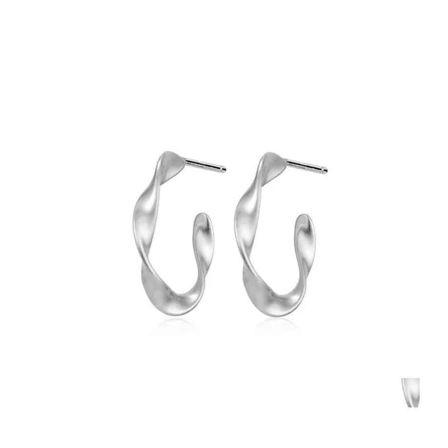 Boucles d'oreilles Stud Wave 2021 925 Sier galvanoplastie K or élégant rétro artisanat mode tendance livraison directe bijoux Dhb8Y