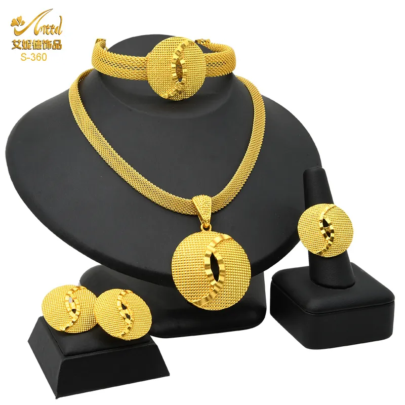 Bruiloft sieraden sets aniid dubai ketting armbanden hanger set voor dames nigeriaanse sieraden set bruids bruidsgeschenken Indiase vergulde kettingen 230518