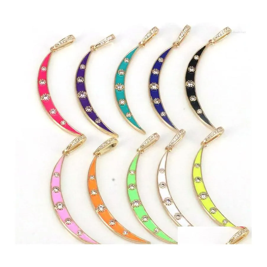 Pendant Necklaces 5Pcs Enamel Colorf Crescent Moon Charms Trendy Dainty Pendants Diy Necklace Jewelry Accessory Drop Delivery Dhp1A