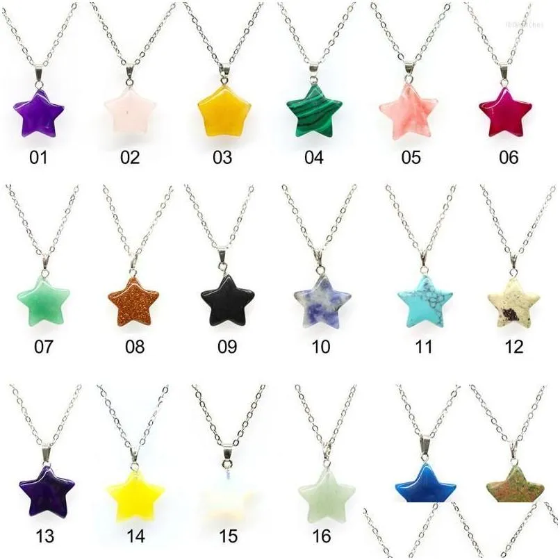 Pendentif Colliers Créativité Étoile Lucky Stone Collier Pour Femme Violet Rose Noir Vert 18 Couleur En Option Collier Pendentif Drop Deli Dhxpo