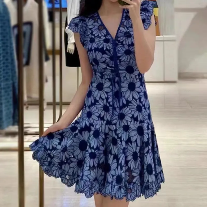 Save Big on Bulk Frill Sleeves Dress 23 Sand Ro French Style Dress V Neck  Frill Sleeves Fitted Dress For Women Best Deals on DHgate