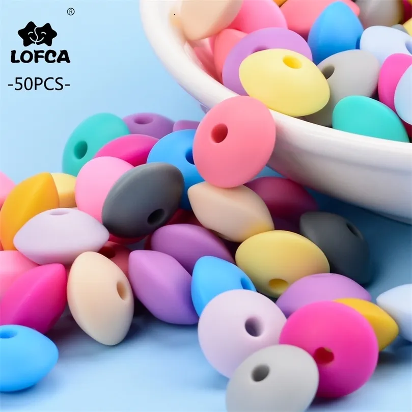 Baby Teethers Toys LOFCA 12mm 50Pcslot Silicone Lentil Round Beads Teething A Free Teether Chew Items Accessories 230518