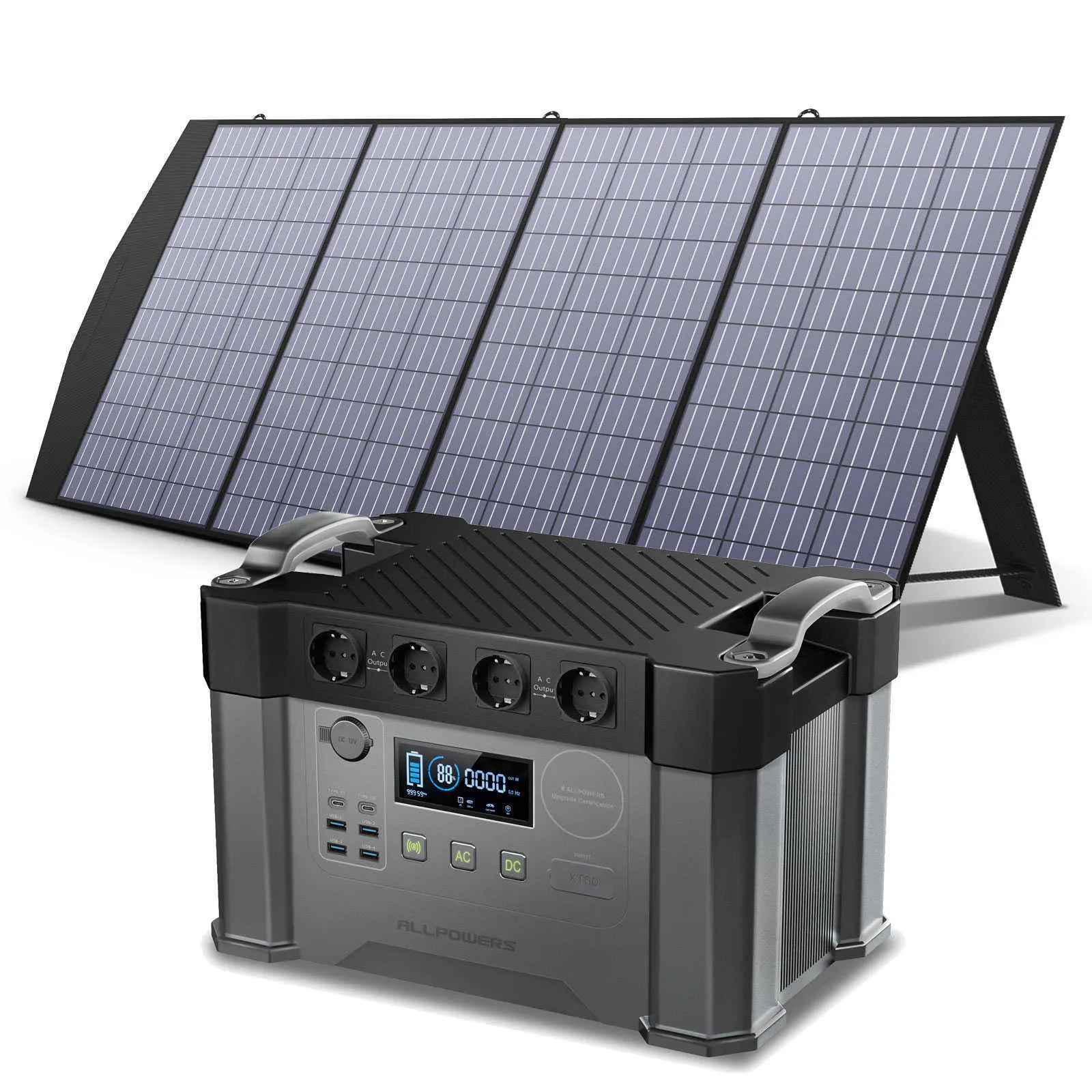 ALLPOWERS Portable Power Station 110/230V Home/Outdoor Emergency Backup Power700W / 2000W Solar Generator With 200W Solarpanel
