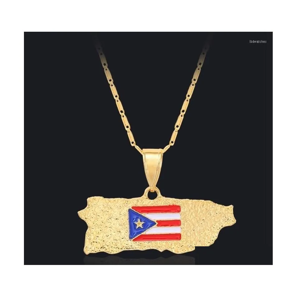 Pendant Necklaces Exquisite Flag Pattern Mens And Womens Necklace Highquality Metal Alloy Shape Map Chain On The Neck Jewelry Drop D Dhaxk