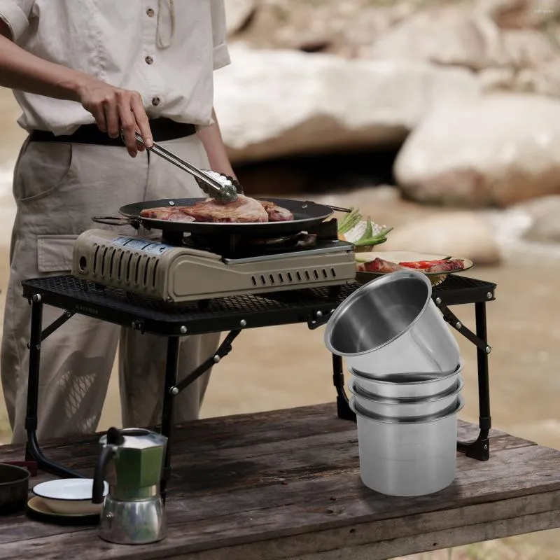 Bowls 4st Snack Metal Canister med lock kapseluppsättningar för köket camping