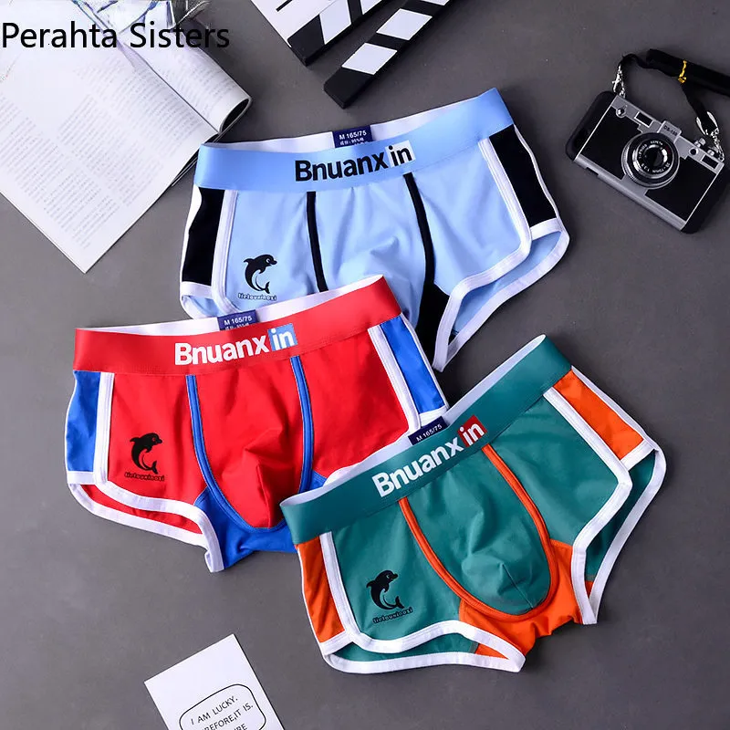 Mutande 3PcsLot Mutandine da uomo Intimo di cotone Boxer Slip Moda uomo Dolphin Boxershorts Tendenze Personalità giovanile Mutande Homme 230518