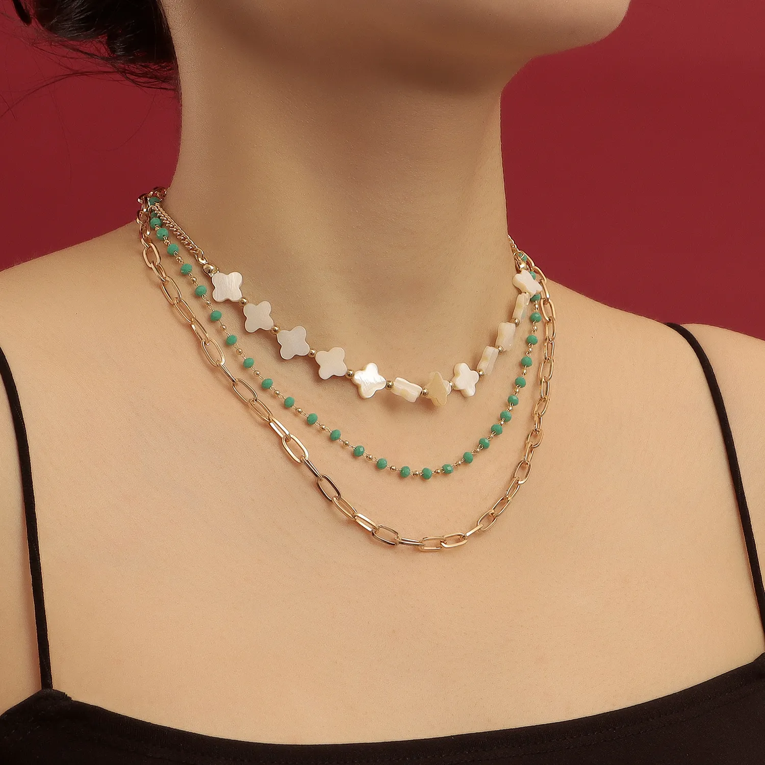 collier de perles de cristal de couleur bohème ins collier de tempérament simple bijoux de créateur pour femmes chaînes pour femmes collier pendentif fait main