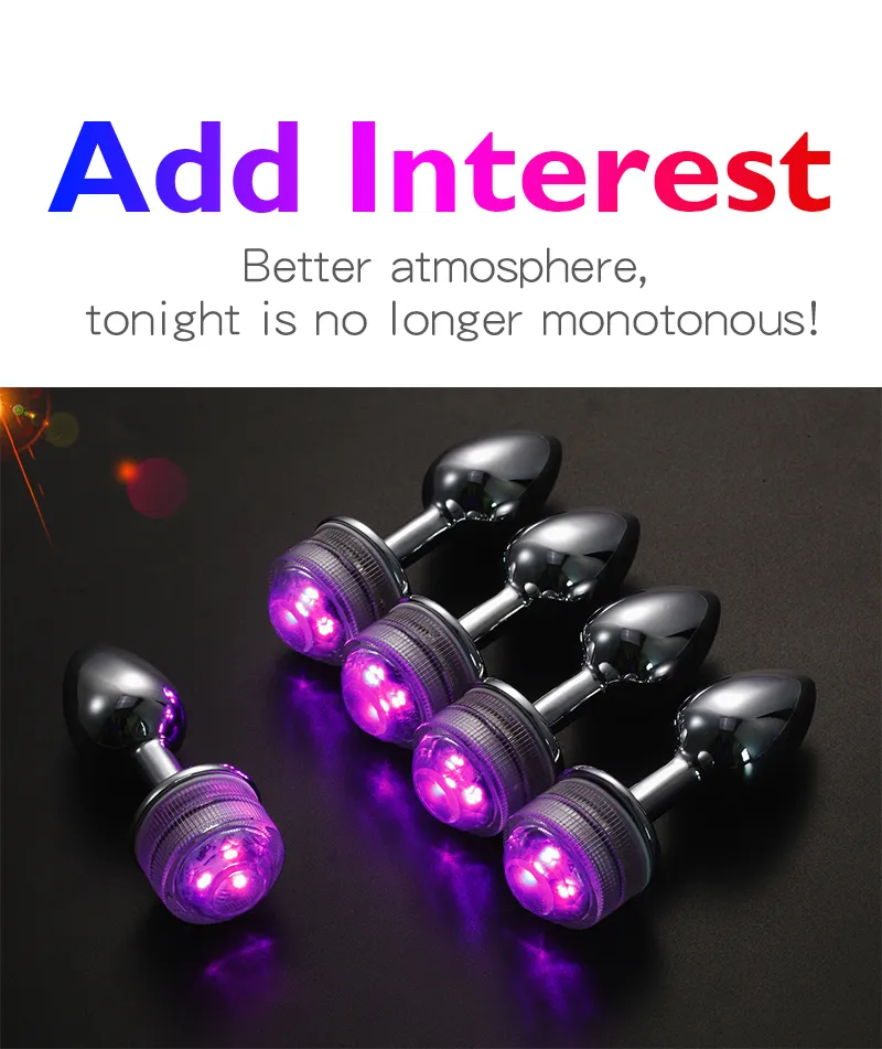 Jouets pour adultes, télécommande sans fil, plug anal lumineux en métal, massage de la prostate, fesses avec queue LED, jouet sexuel_voghion.com