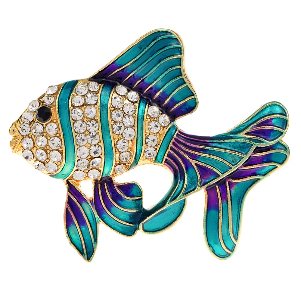 CINDY XIANG Belles Broches De Poissons Tropicaux Colorés pour Femmes 3 Couleurs Disponibles Broche Animale Strass Accessoires Brillants