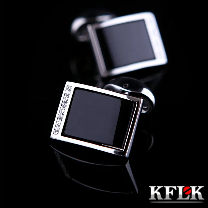 KFLK bijoux chemise bouton de manchette pour hommes marque cristal mode bouton de manchette mâle luxe mariage bouton haute qualité noir invités