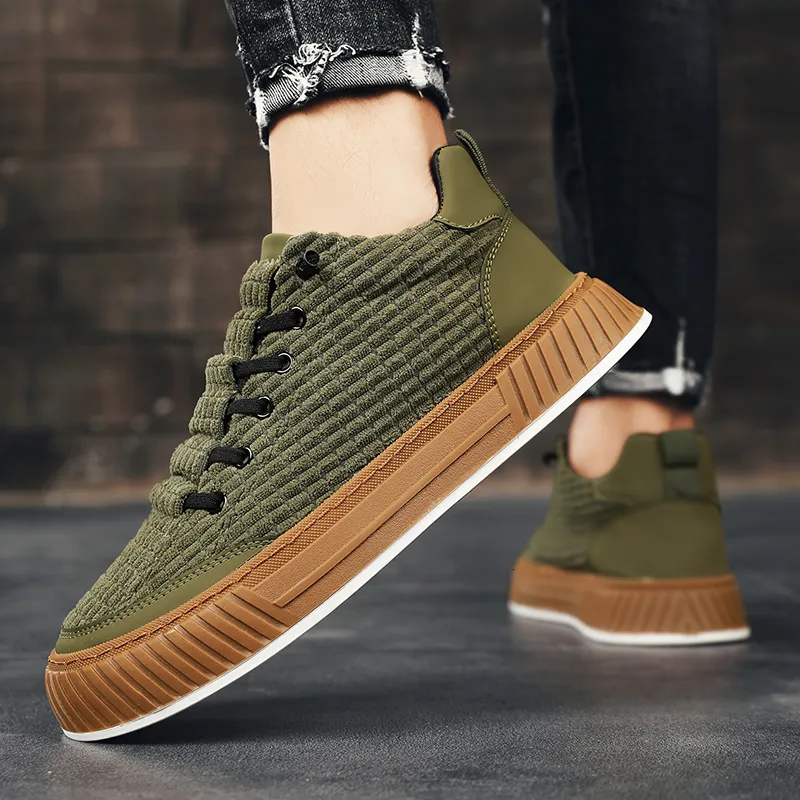 Scarpe Eleganti Stile Harajuku Scarpe Di Tela Verdi Uomo Moda