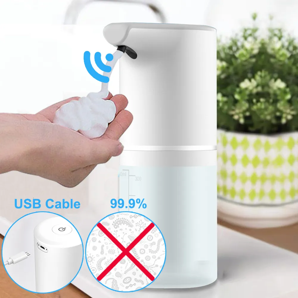 Mydła z mydłem Dozownik bezskuteczny Automatyczny automatyczny czujnik Piana Dozownik mydła USB Smart Infrared Sensor Mydel Dresser Hand Sanitizer 230518