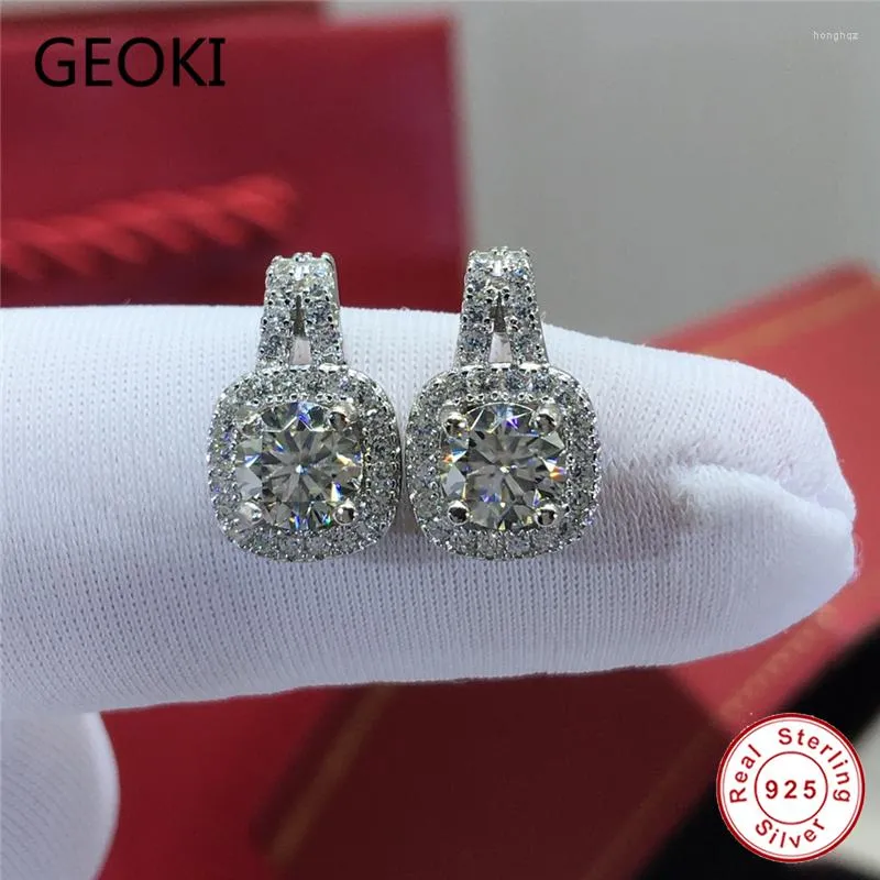 Boucles d'oreilles pendantes Geoki 925 Sterling Silver Passed Diamond Test Perfect Cut D Color VVS1 Square Moissanite Drop Luxury Party Jewelry