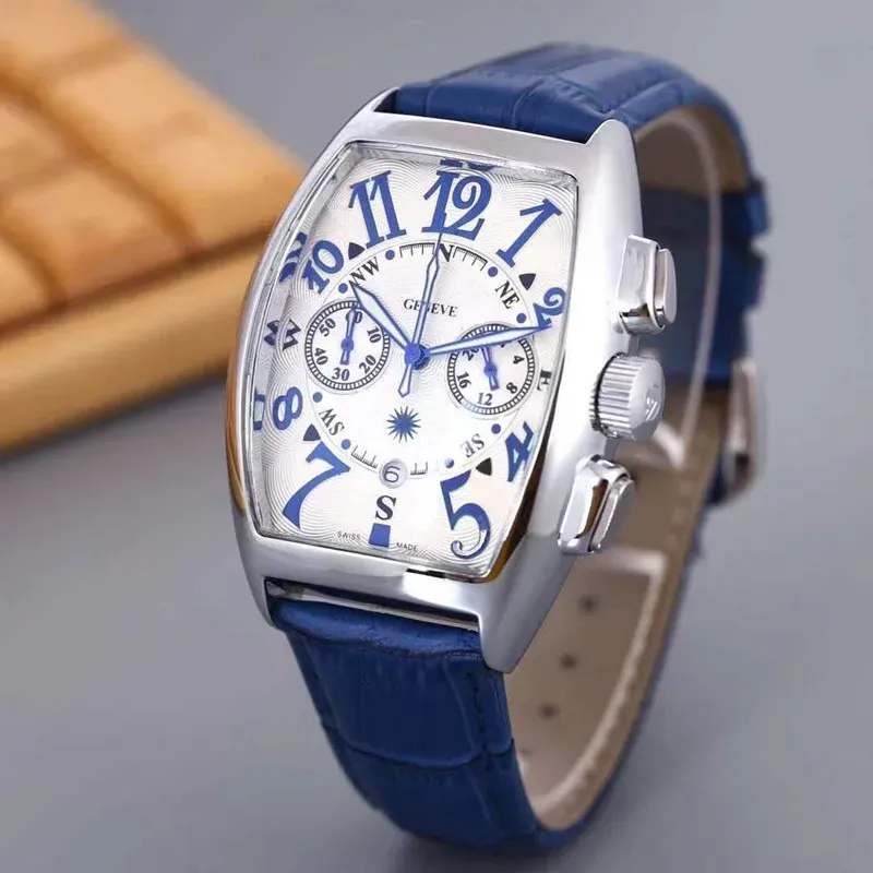 Franck Wrist for Men 2023 Mens Watches All Dials Work Quartz Watch High Quality Top Brand Chronograph Clock FM Fashion Leather Strap