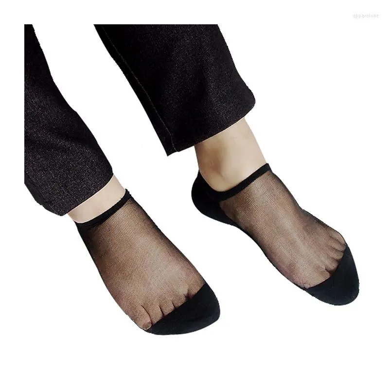 Silk Transparent Thin Socks For Men Sexy Black Sheer Formal Dress Suit
