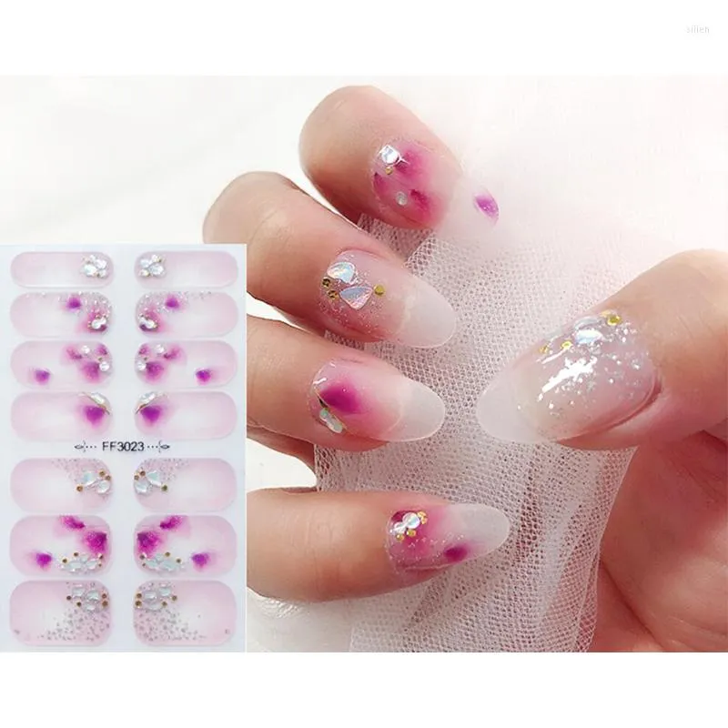 Nagelstickers luxe roze zelfklevende gel Poolse 3D -kunst van hoge kwaliteit voor mode damesmeisjes