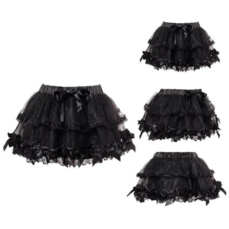 Capris Adult Pettiskirt Lolita Style Mesh Lace Satin Purple Sexy Skirt Petticoat Girl Micro Mini Skirts Underskirt with Bows Decoration