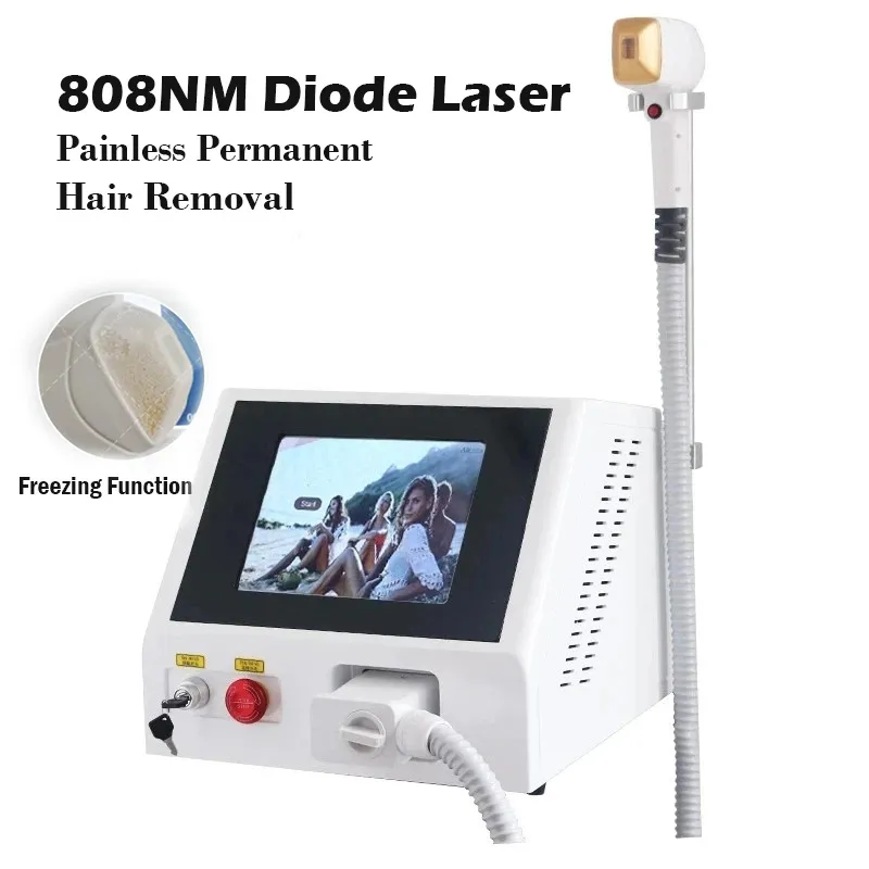 Máquina de depilação a laser de diodo 618 808nm com três comprimentos de onda portátil indolor removedor de pelos permanente de platina gelo