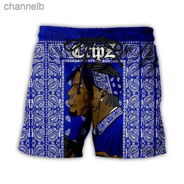 Nouveau 3D impression Blood Gang Bandana mode hommes femmes survêtements col rond Hip Hop Shorts grande taille S-7XLL230519