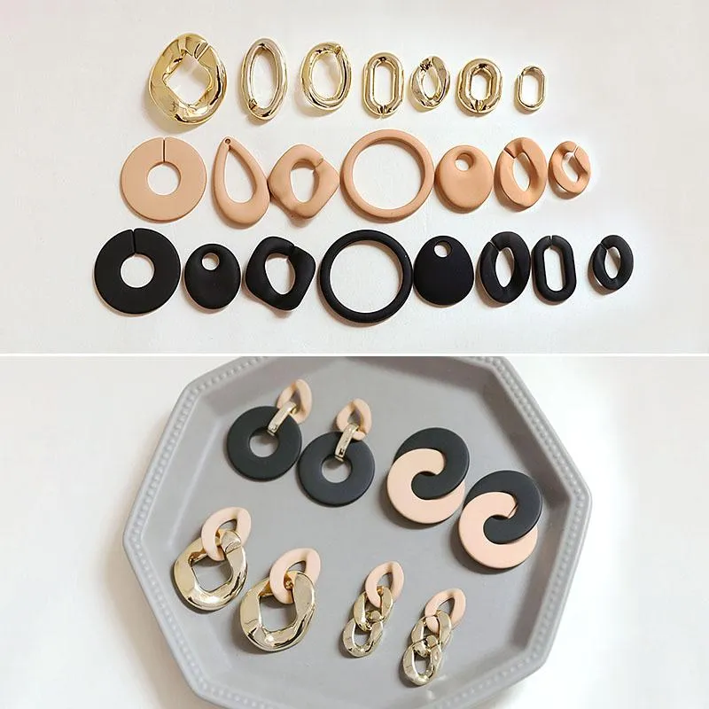 Beads New style 50pcs/lot geometry rounds/ovals/irregular shape matte resin beads diy jewelry earring/garment pendant accessory