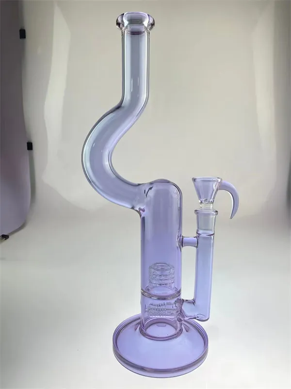 Bent neck purple cfl bong Smoking Pipes 16 inches in height 18 mm joint custom new design with a bowl