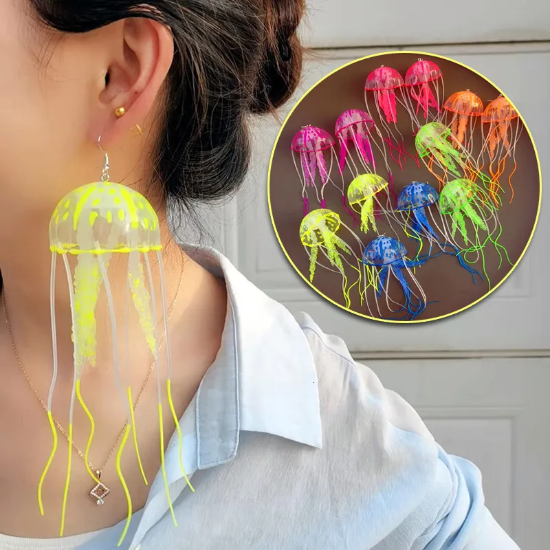 Bengelen kroonluchter jellyfish oorbellen voor vrouwen kleurrijke transparante overdreven lange tassel unieke drop mode zomer sieraden 230519