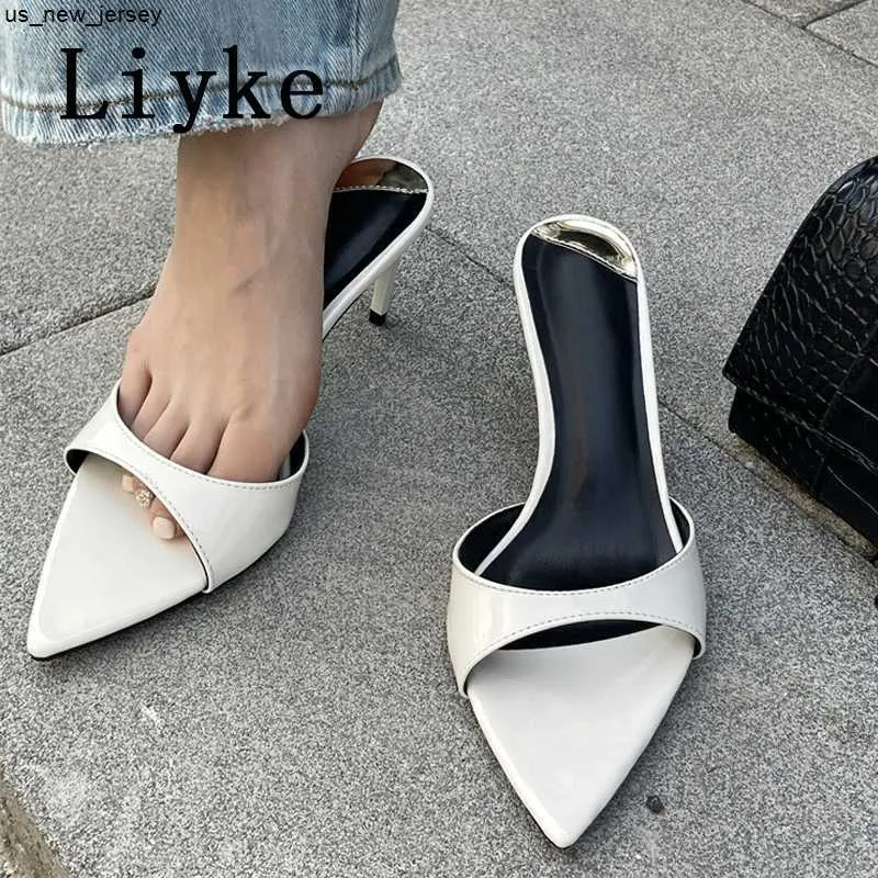 Slippels Liyke Summer Slippers vrouwen gezellige lage dunne hakken schoenen schoenen mode puntig open teen gladiator sandalen zapatos mujer j230519