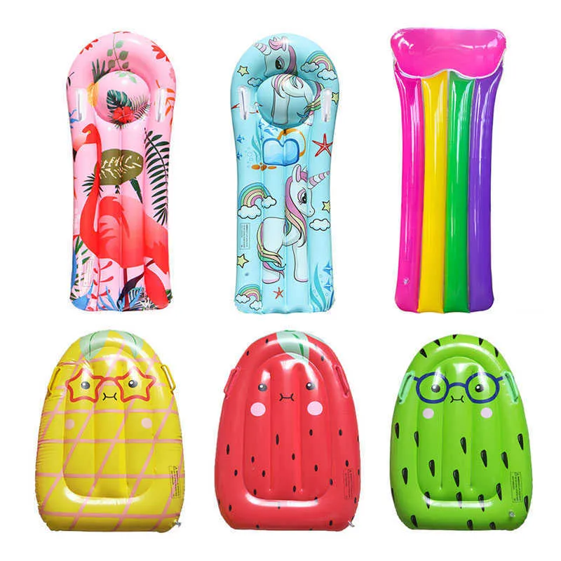 Inflatable Floats Tubes Children's Table Floating Cartoon Unicorn Fruit Pattern Water Boys and Girls Swimming Pool Air Cushion Sports Accessories P230519