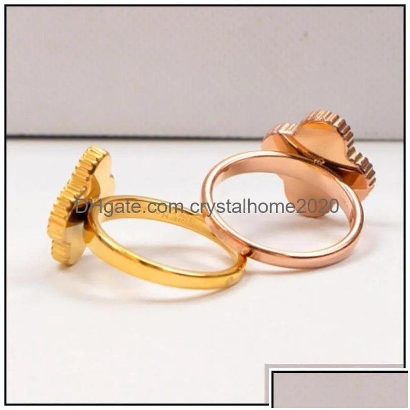 band rings womens designer clover fashion fourleaf flowers ring shell titanium steel lovers jewelry drop delivery dhvja