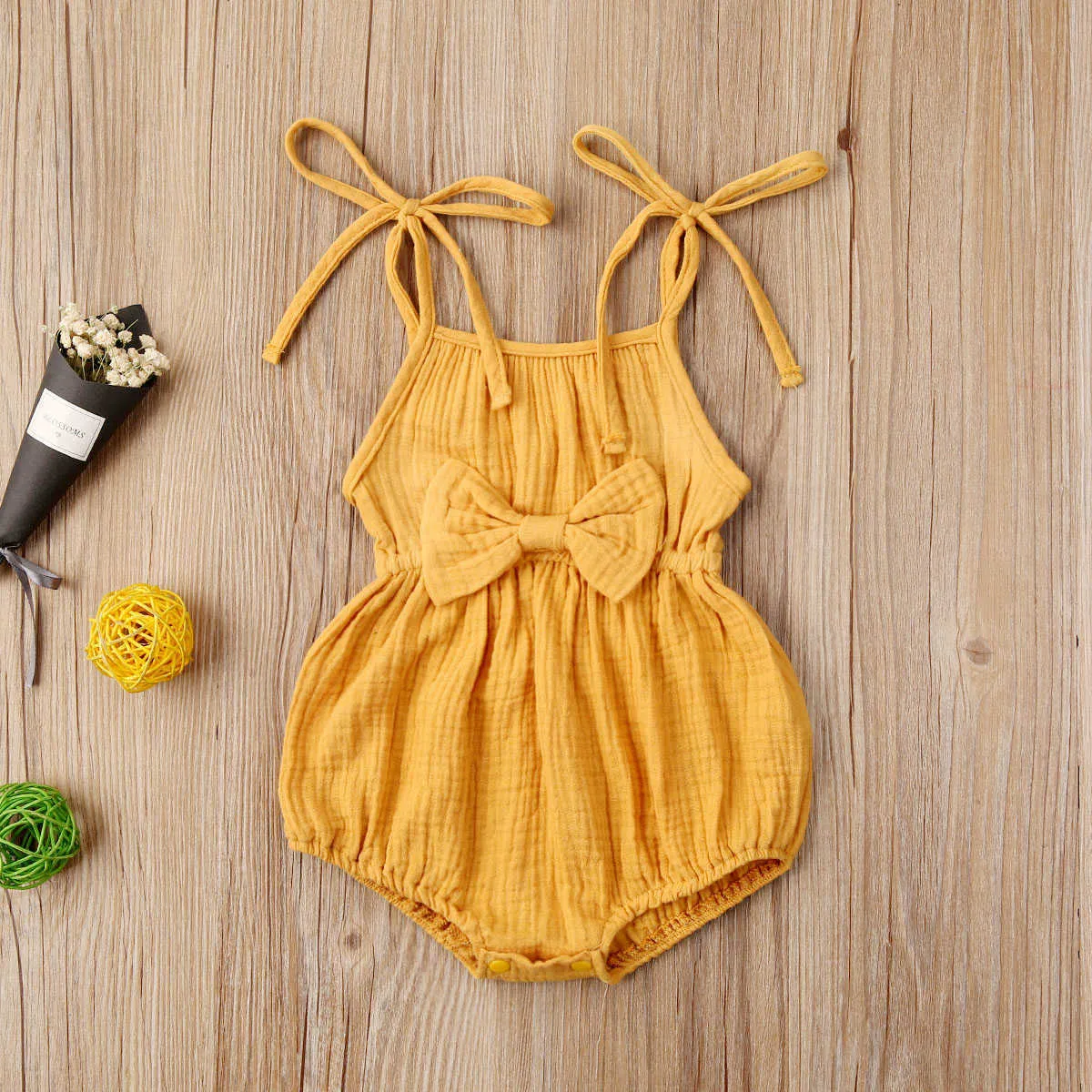 Ensembles de vêtements bébé vêtements d'été nouveau-né bébé fille vêtements mignons Srap coton lin solide combinaison nœud papillon tenues ensemble doux