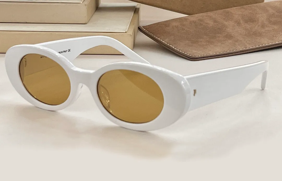 Białe żółte owalne okulary przeciwsłoneczne Duch Kobiety Summer Mash
