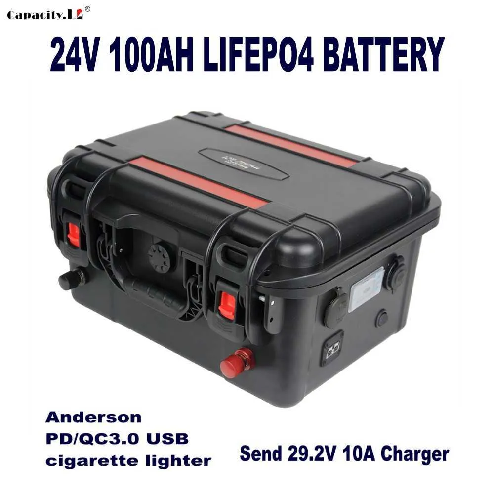 24V 100AH ​​LIFEPO4 Bateria de bateria recarregável Bateria Solar 24V 70Ah com PD BMS para RV Boat Motor Outdoor Inverter