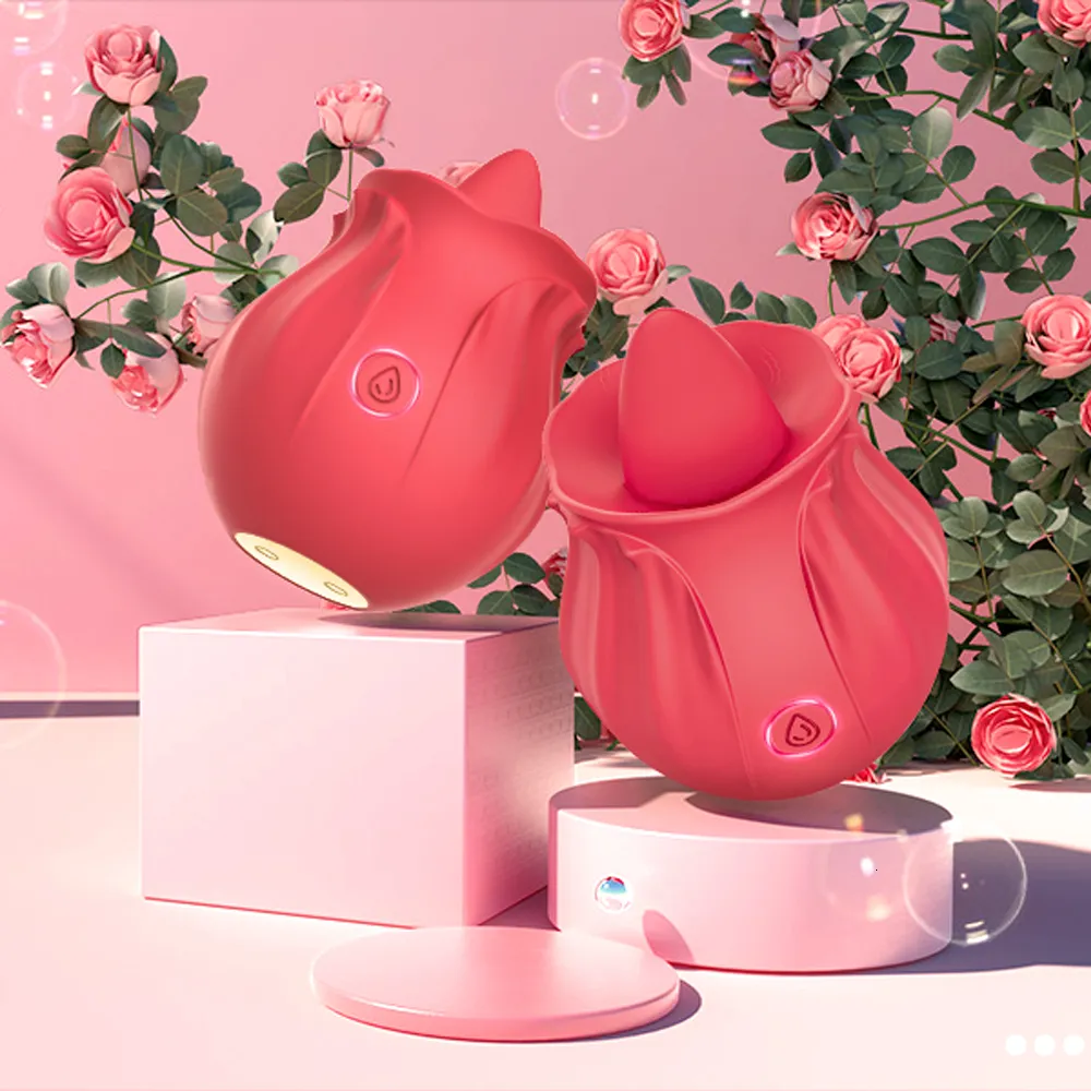 Rosenvibrator Mit Klitorissauger Und Zungenmasturbator_voghion.com