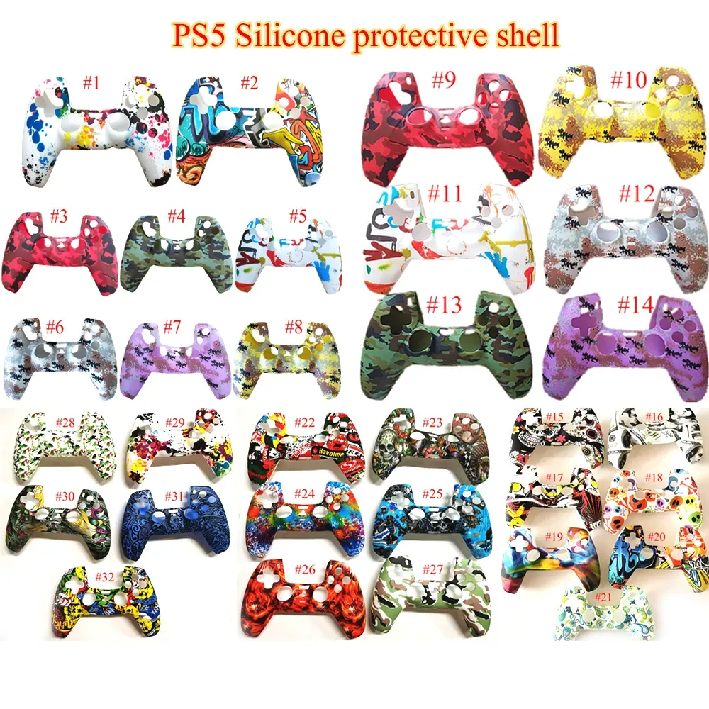 New Game Controller Skin Soft Gel Silicone Cover Cover Cover Rubber Grip for PS5 PlayStation 32 Color in stock