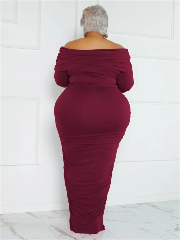 Wmstar Plus Size Off Shoulder Maxi Dress With Long Sleeves And Draped  Bodycon Design Stretchy And Elegant Wholesale Drop From Cong02, $20.66 |  DHgate.Com