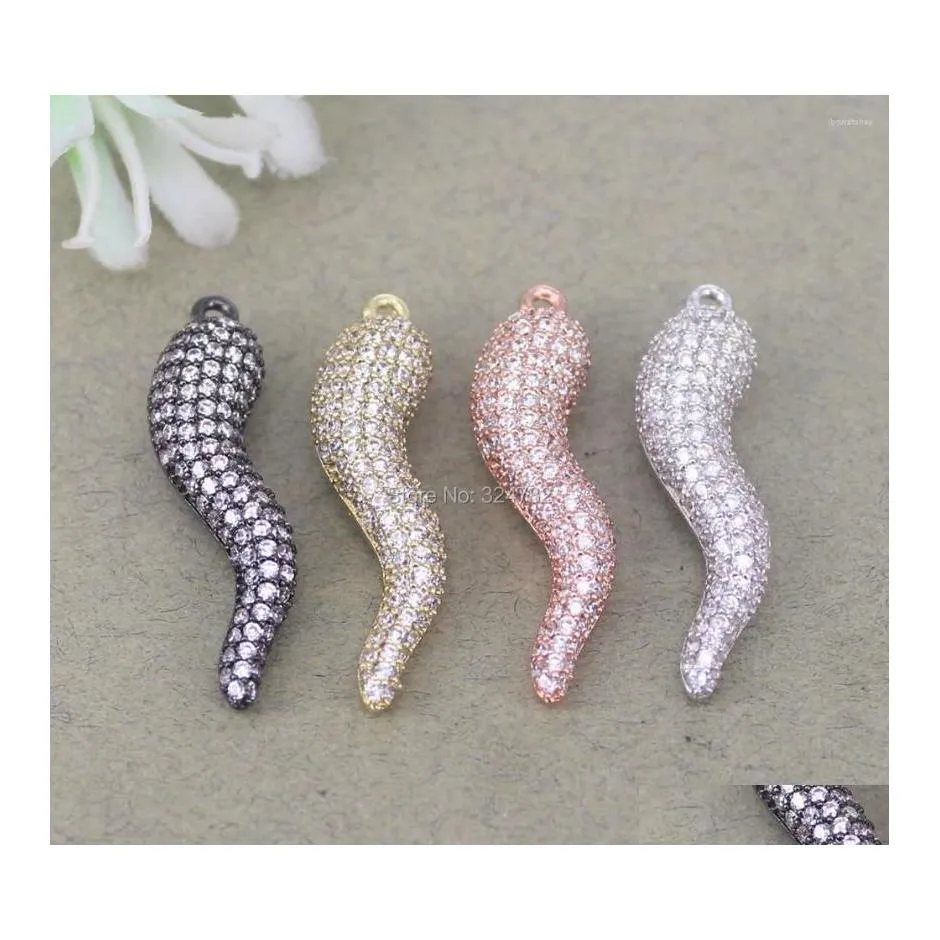 Pendant Necklaces 10Pcs Fashion Micro Pave Cz Pepper Beads Chili For Jewelry Making Drop Delivery Pendants Dhyii