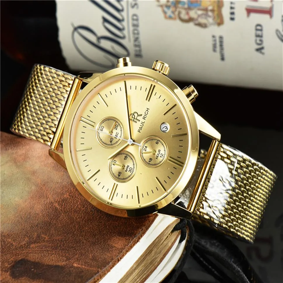 AAA Luxury Men's Casual Watch Multi-Function Automatic Quartz rostfritt stål Ultratunn Mesh Belt Swiss varumärkesdesigner Birth250F